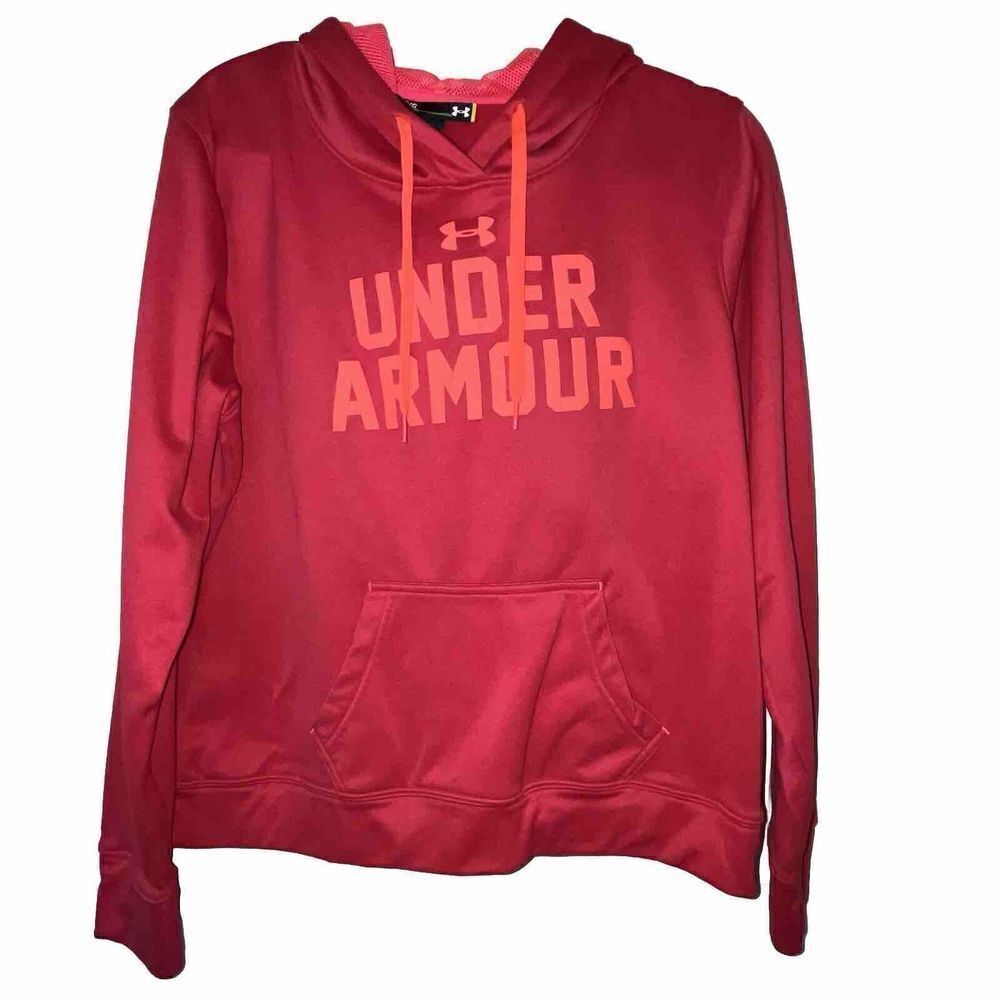 Under Armour Hoodie Women's Size Large PinkSweatshirt‎ Semi-Fitted EUC